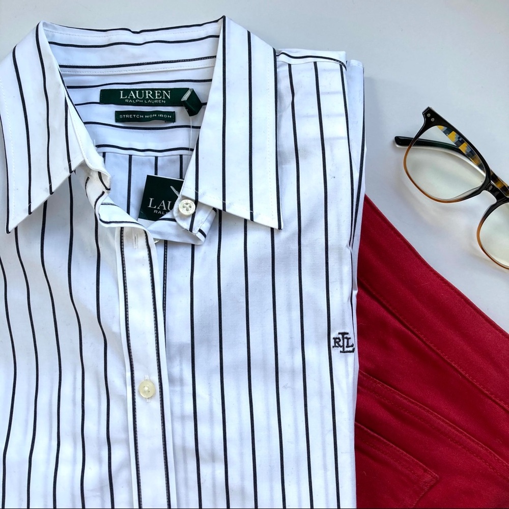 NWT Ralph Lauren Crisp Striped Button Up